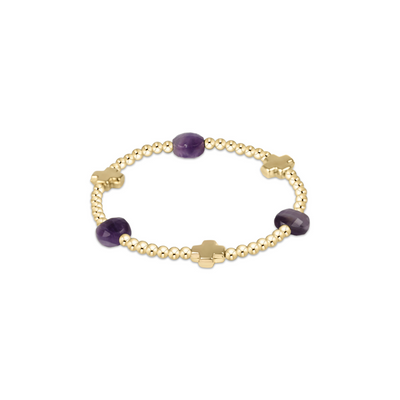 Enewton Signature Cross Admire Gold Pattern 3mm Bead Bracelet - Amethyst