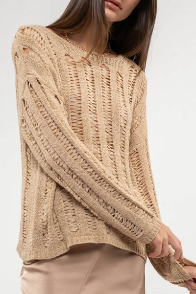Driftwood Crochet Knit Pullover