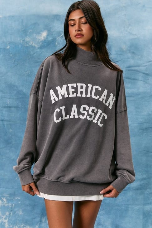 American Classic Oversized Reversible Mock Neck Sweatshirt