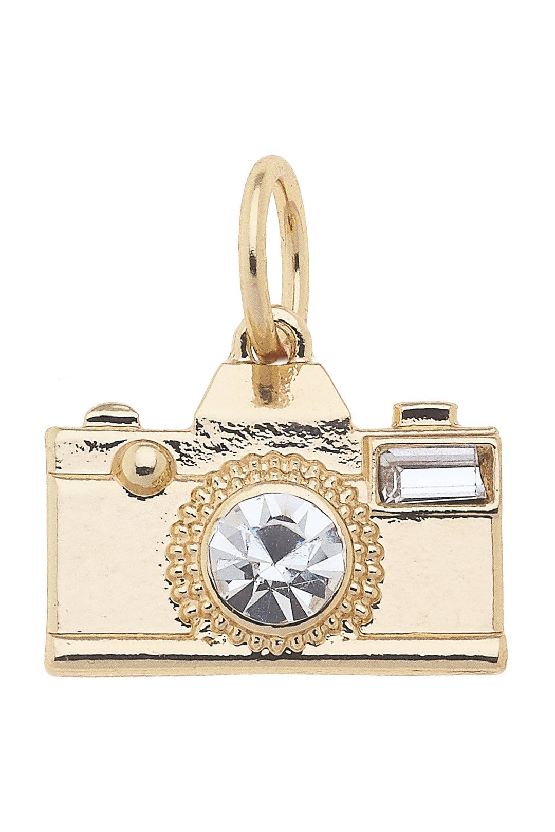 Rhinestone Camera Charm – Shiny Gold Vintage Camera Charm