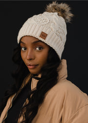 Winter Chill Cable Knit Pom Hat