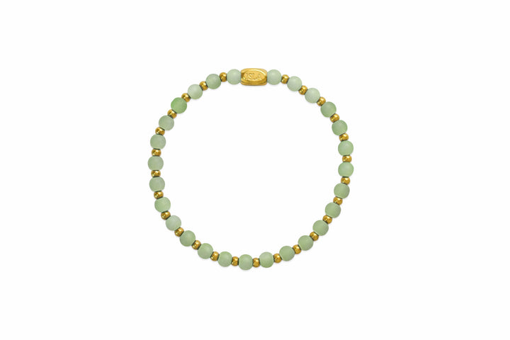 Isla Waterproof Beads of the Sea Stretch Bracelet – Mint Seaglass &amp; Gold, Tarnish-Free