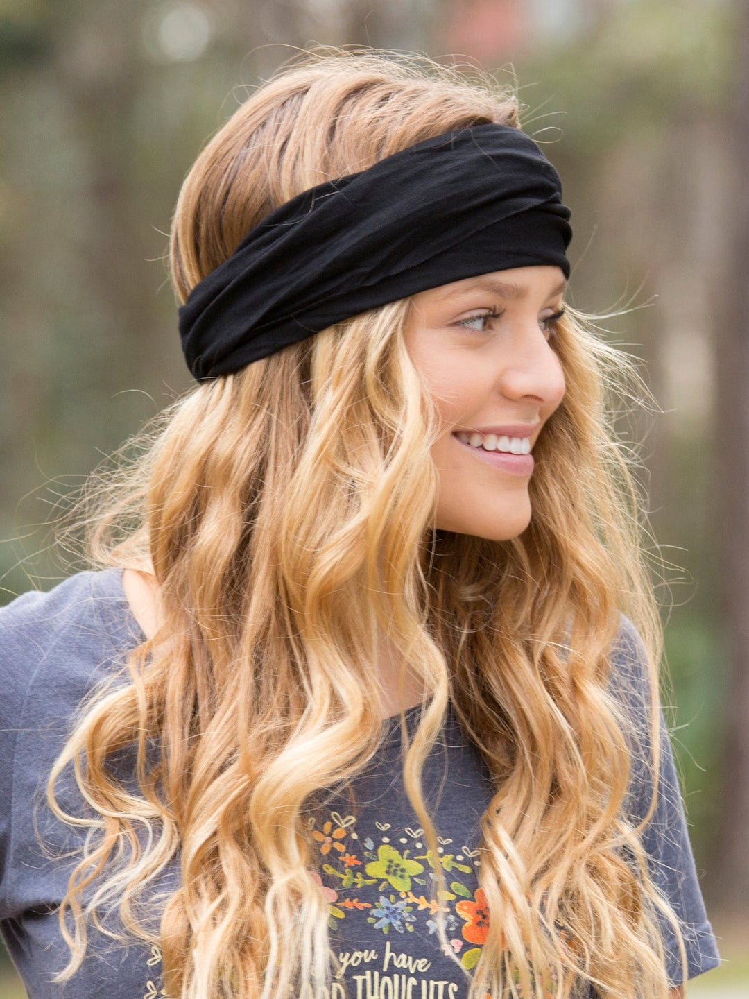 Natural Life Solid Black Boho Bandeau Solid Black Boho Bandeau – Multiway Headband &amp; Scarf Accessories
