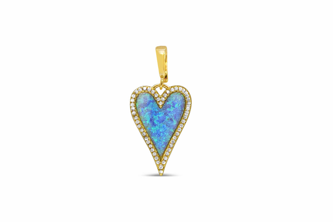 Blue Opal Heart Clip-on Charm