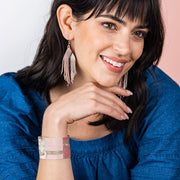 Josie Stripe Blush Fringe Earrings