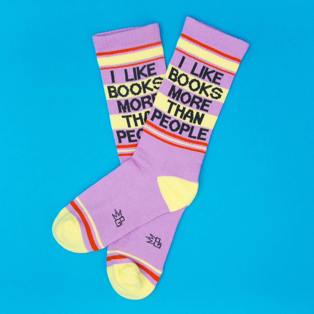 I Like Books More Than People Premium Cotton Gym Socks I Like Books More Than People Socks | Gumball Poodle Socks