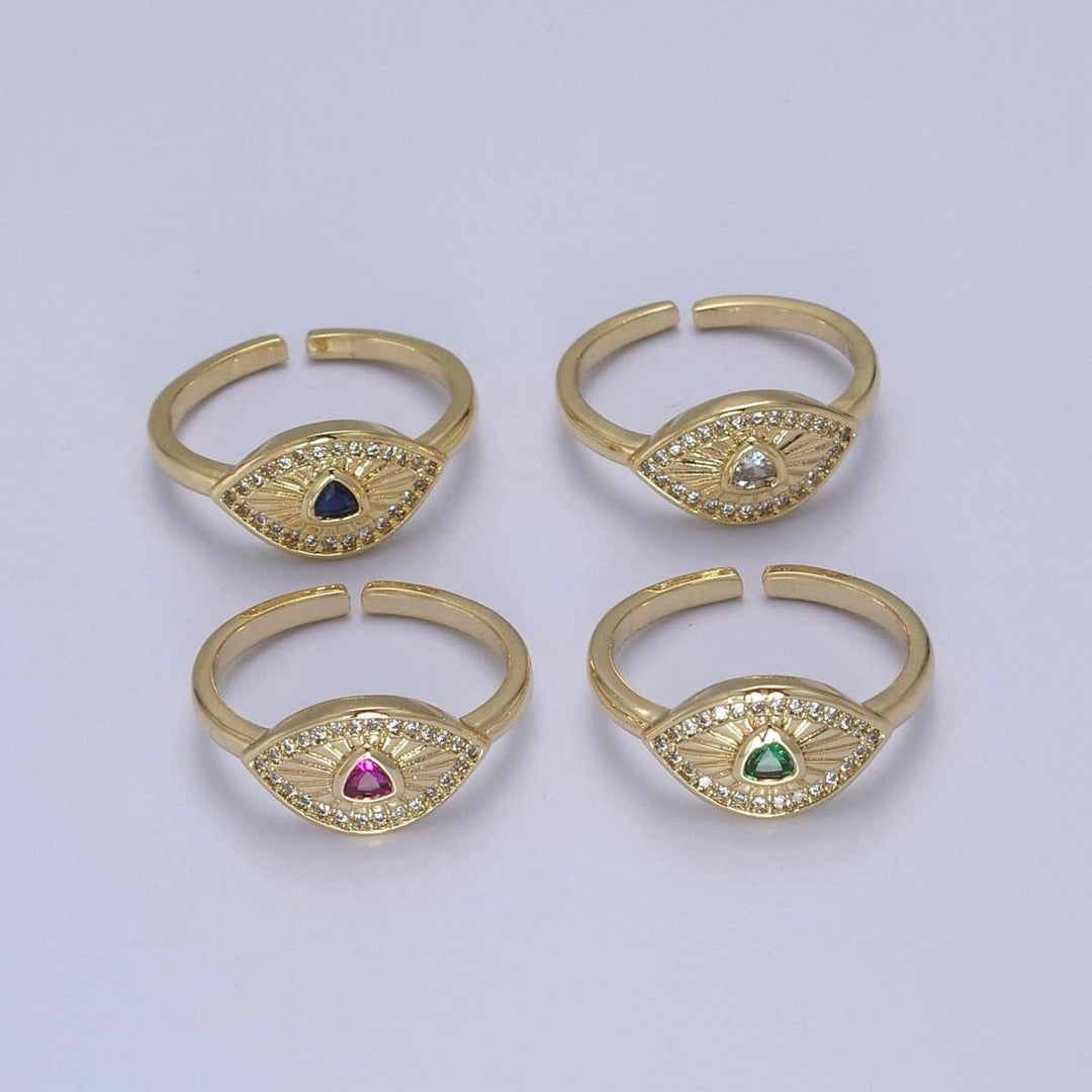 Pave Evil Eye Adjustable Ring