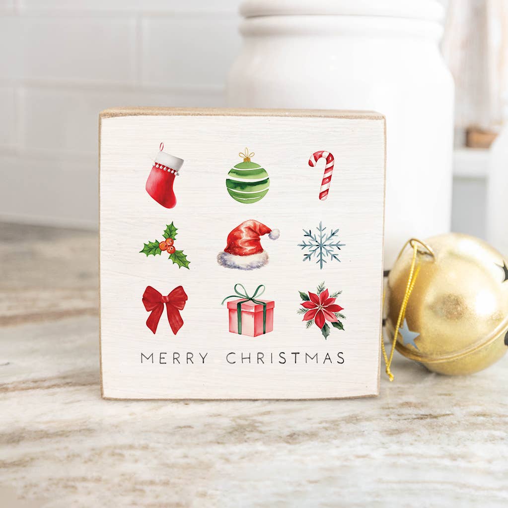 Merry Christmas Wood Icons Block Sign Merry Christmas Wood Icons Block Sign Home