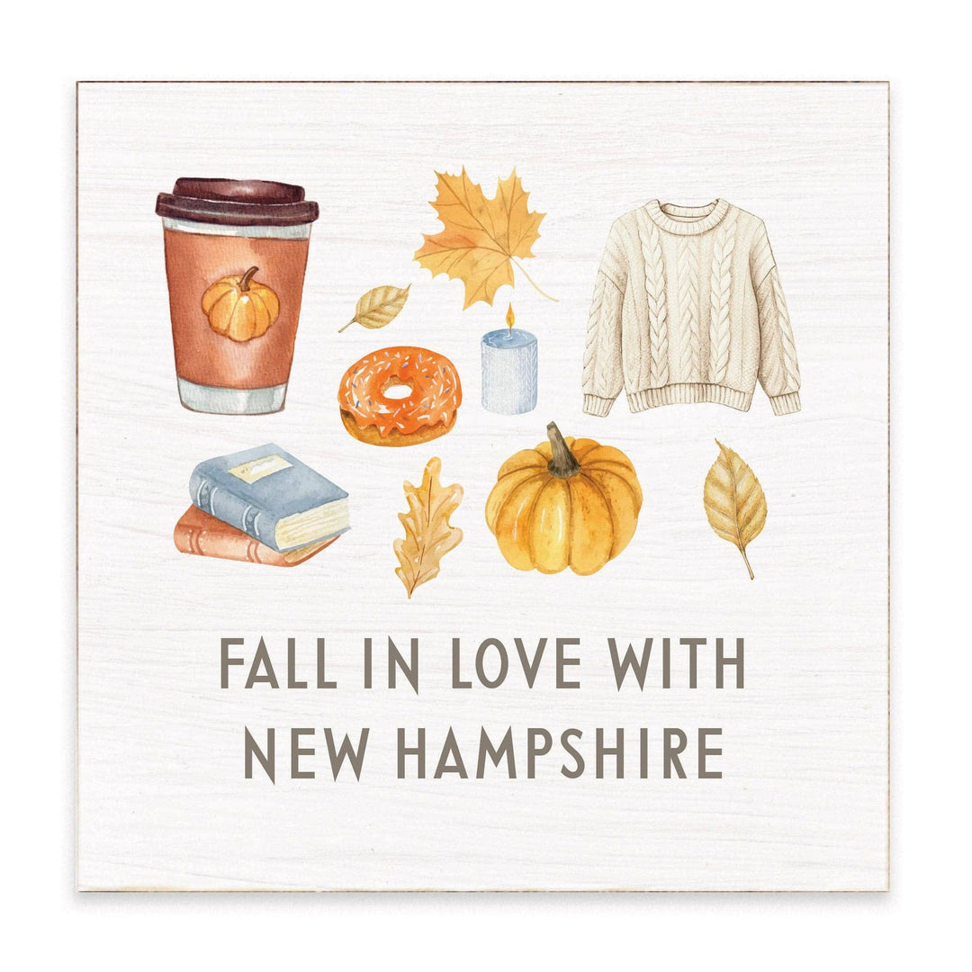 Fall in Love with Fall CT Wood Block Sign Fall in Love with Fall CT Wood Block Sign