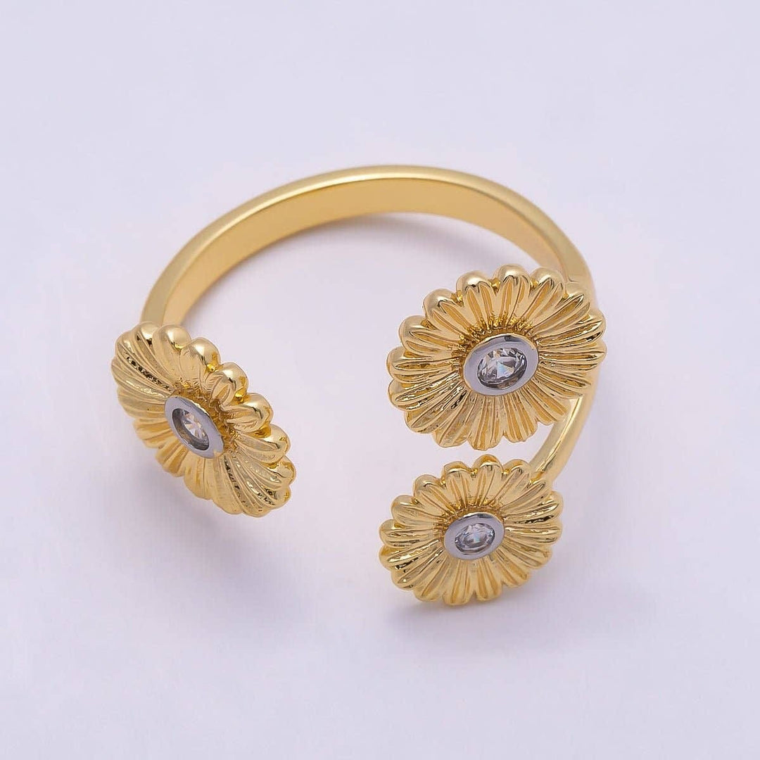 Sunflower Mixed Metal Wrap Ring