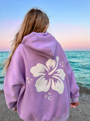 Hibiscus Flower Embroidered Hoodie