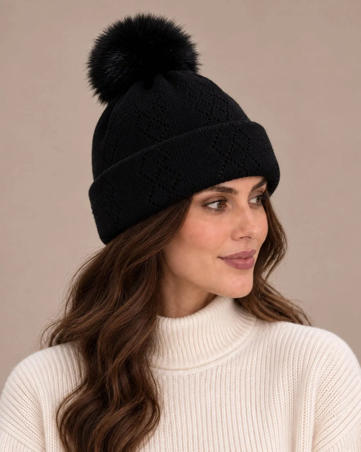 Pointelle Knit Pom Beanie Pointelle Knit Pom Beanie Hats