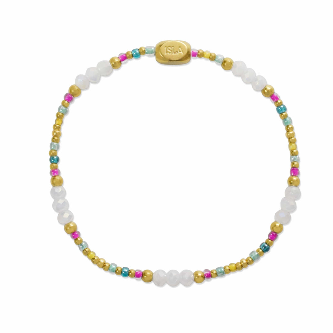 Isla Amalfi Waterproof Stretch Bracelet – Blue Sky Crystal &amp; Silver Isla Waterproof Multicolor Beaded Bracelet Bracelet
