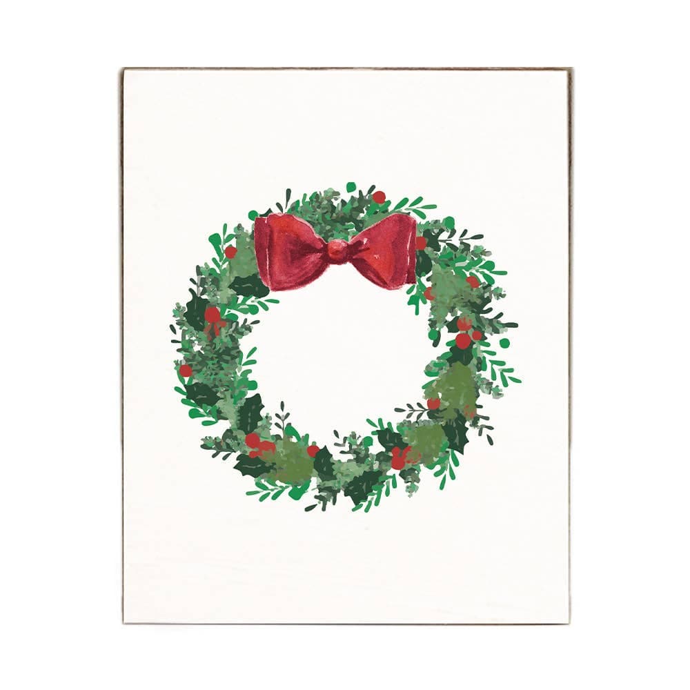 Holiday Wreath Wood Block Sign Holiday Wreath Wood Block Sign – Rustic Christmas Shelf Decor Home