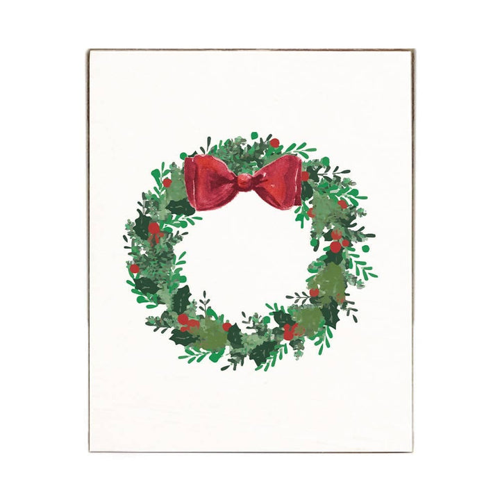 Holiday Wreath Wood Block Sign Holiday Wreath Wood Block Sign – Rustic Christmas Shelf Decor Home
