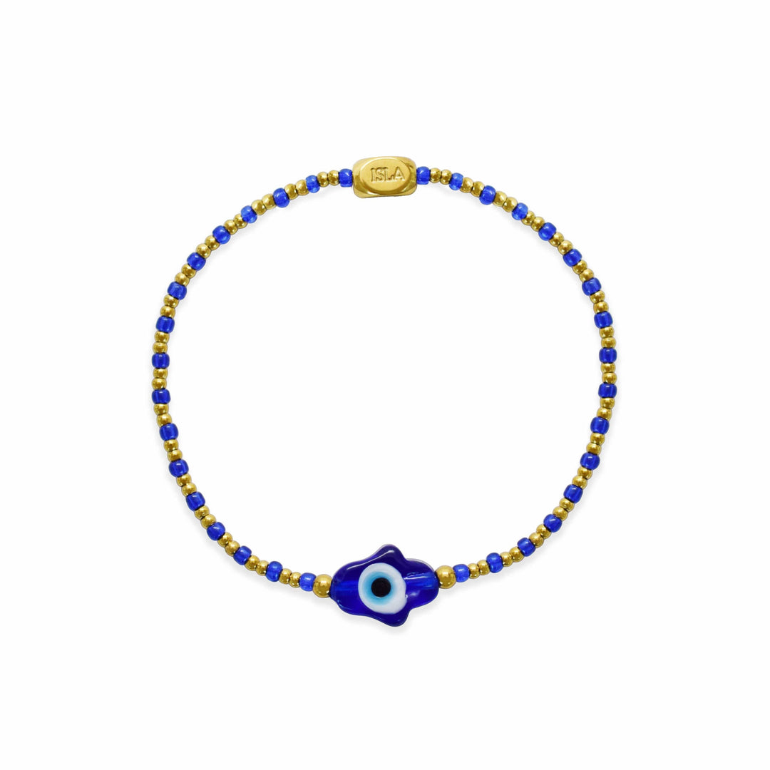 Isla Cobalt Blue Hamsa Evil Eye Waterproof Stretch Bracelet Isla Cobalt Hamsa Evil Eye Waterproof Stretch Bracelet Bracelet