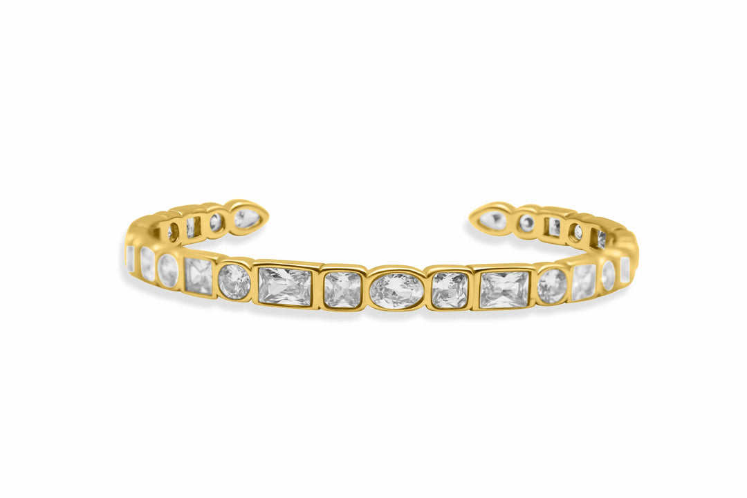 Isla Crystal Cove Waterproof Gold Cuff Bracelet Isla Crystal Cove Waterproof Bezel Crystal Cuff Bracelet Crystal Clear Bracelet