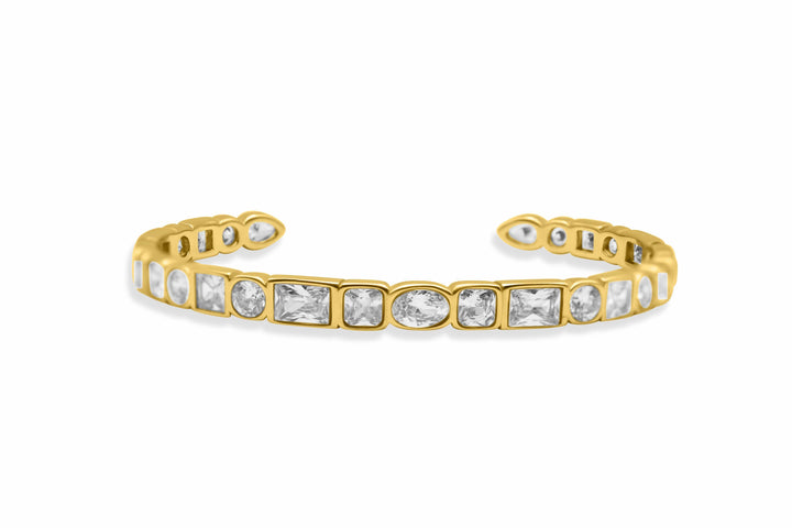 Isla Crystal Cove Waterproof Gold Cuff Bracelet Isla Crystal Cove Waterproof Bezel Crystal Cuff Bracelet Crystal Clear Bracelet