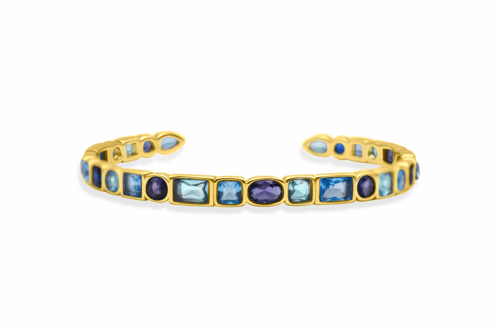 Isla Crystal Cove Waterproof Gold Cuff Bracelet Isla Crystal Cove Waterproof Bezel Crystal Cuff Bracelet Bella Blues Bracelet