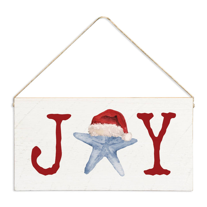 Joy Santa Starfish Wood Twine Sign Joy Santa Starfish Wood Sign – Coastal Christmas Decor Home