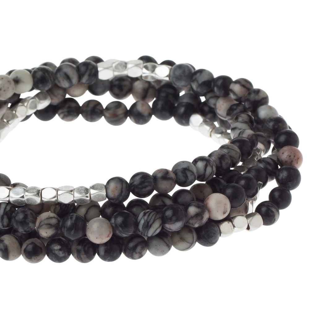Scout Curated Wears Stone Wrap - Black Network Agate Black Network Agate Wrap Bracelet &amp; Necklace Bracelet