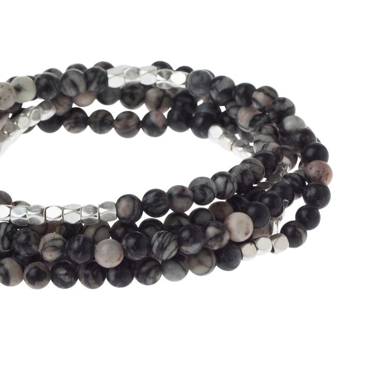 Scout Curated Wears Stone Wrap - Black Network Agate Black Network Agate Wrap Bracelet &amp; Necklace Bracelet