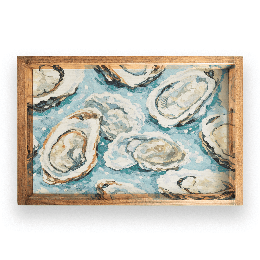 Oyster Pattern Wood Serving Tray