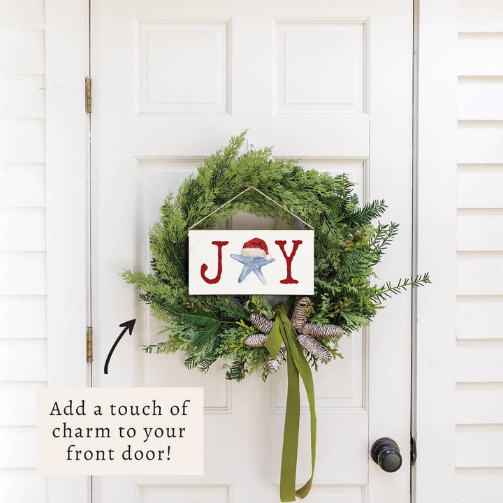 Joy Santa Starfish Wood Twine Sign Joy Santa Starfish Wood Sign – Coastal Christmas Decor Home