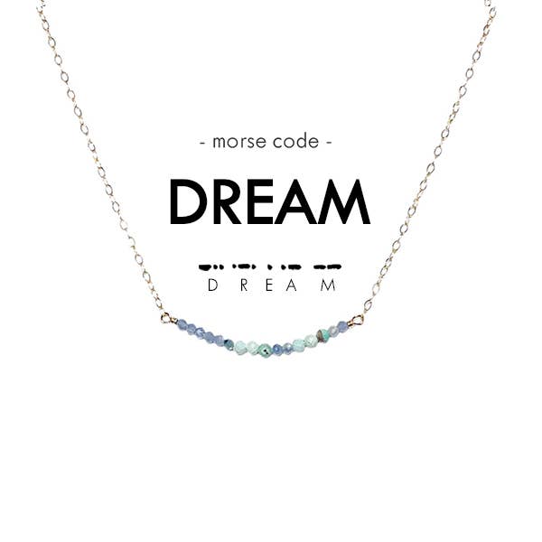 Dainty Stone Morse Code Necklace - Dream