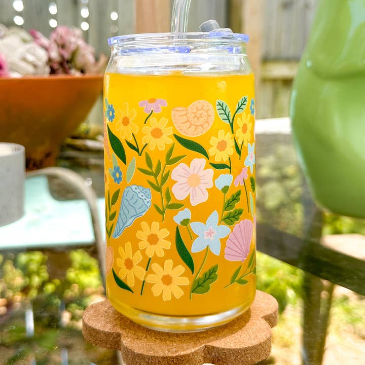Petals and Shells 16 oz Glass