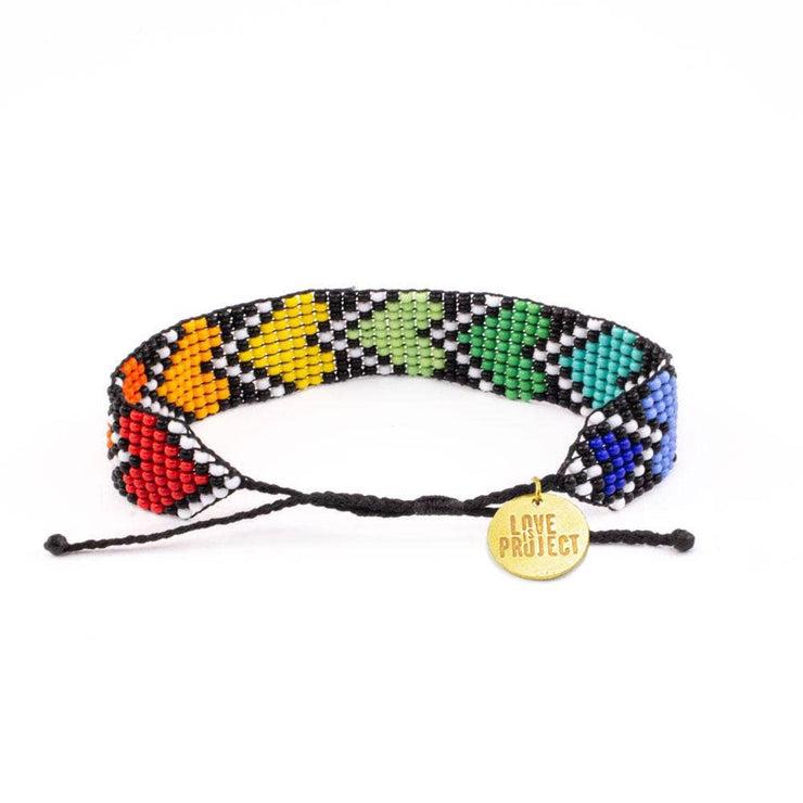 Rainbow River Hearts Seed Bead Bracelet