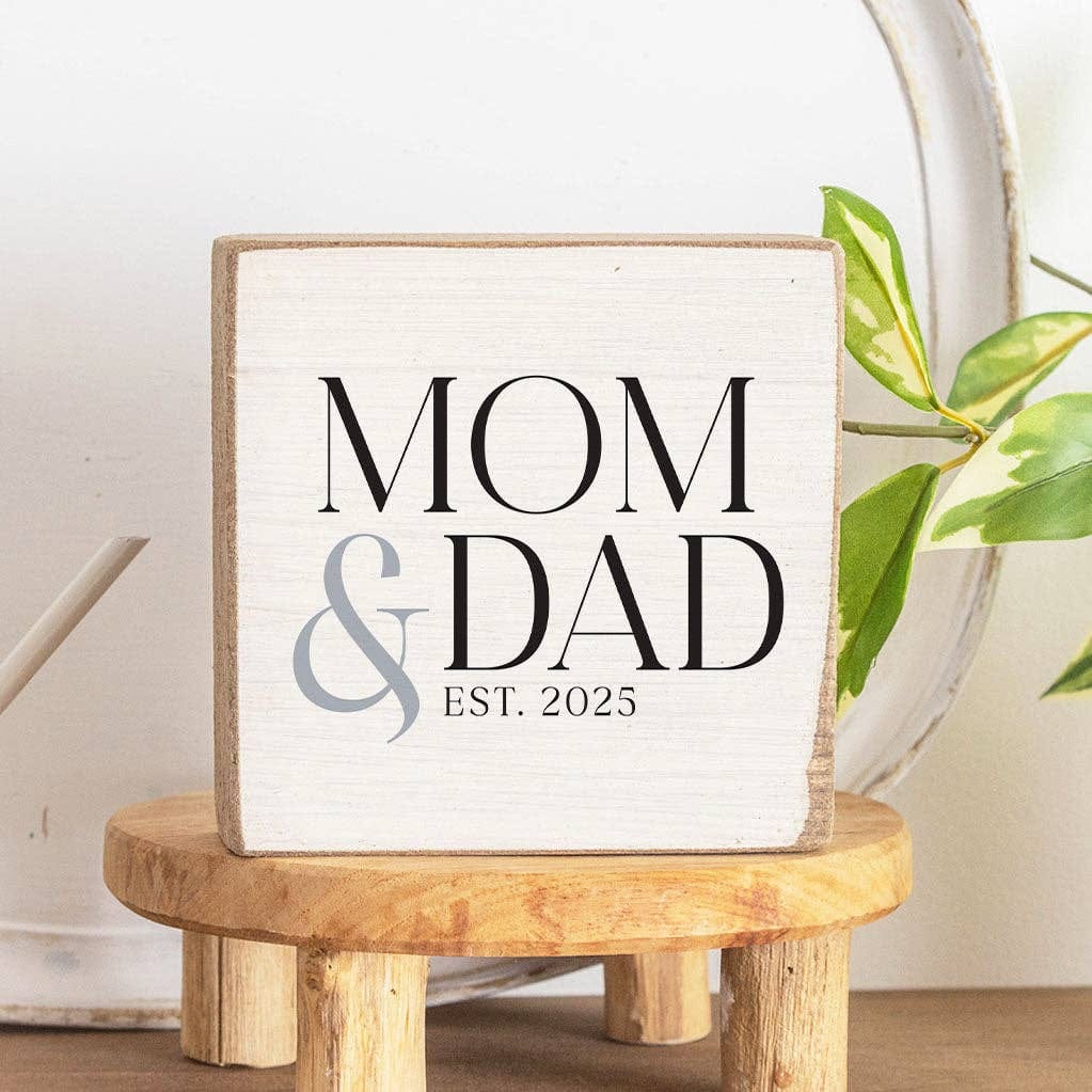 Mom &amp; Dad Wood Block Sign