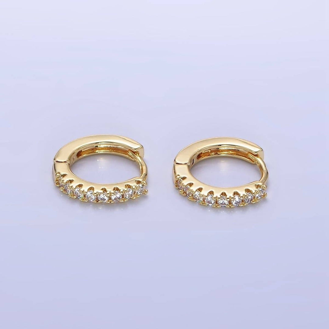 Gold 15mm Micro Paved Huggie Earrings Gold 15mm Micro Paved Huggie Earrings