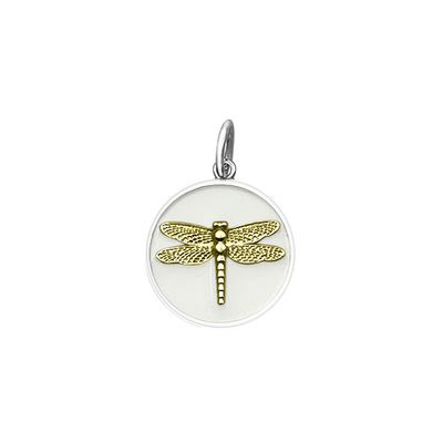 Lola Dragonfly Pendant - Gold Alpine White