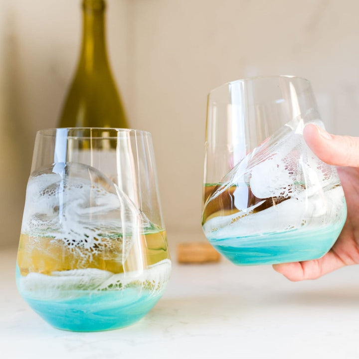 Resin Art Stemless  Wine Glass