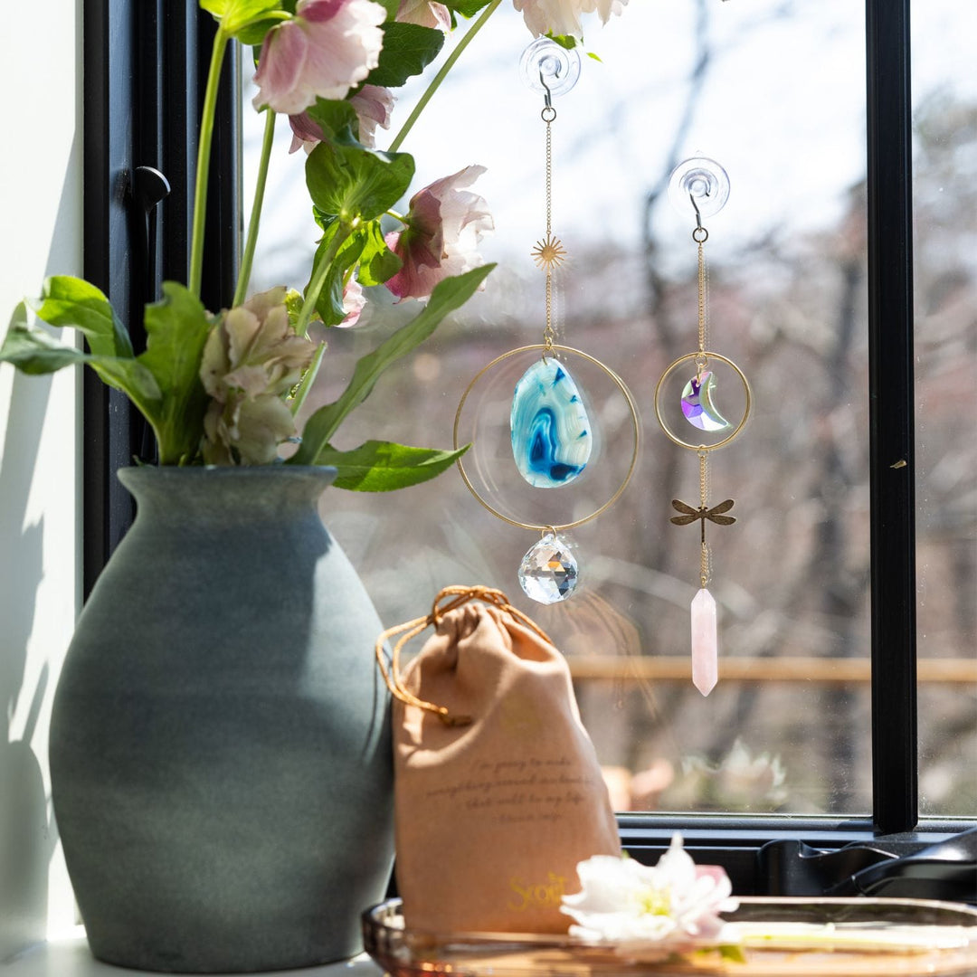 Hummingbird Stone Suncatcher | Rainbow Crystal Window Hanging