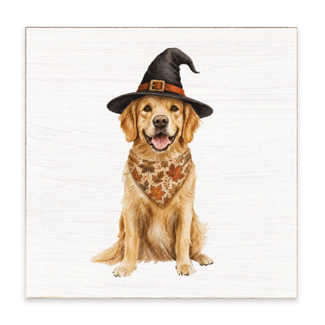 Fall Dog Wood Block Sign