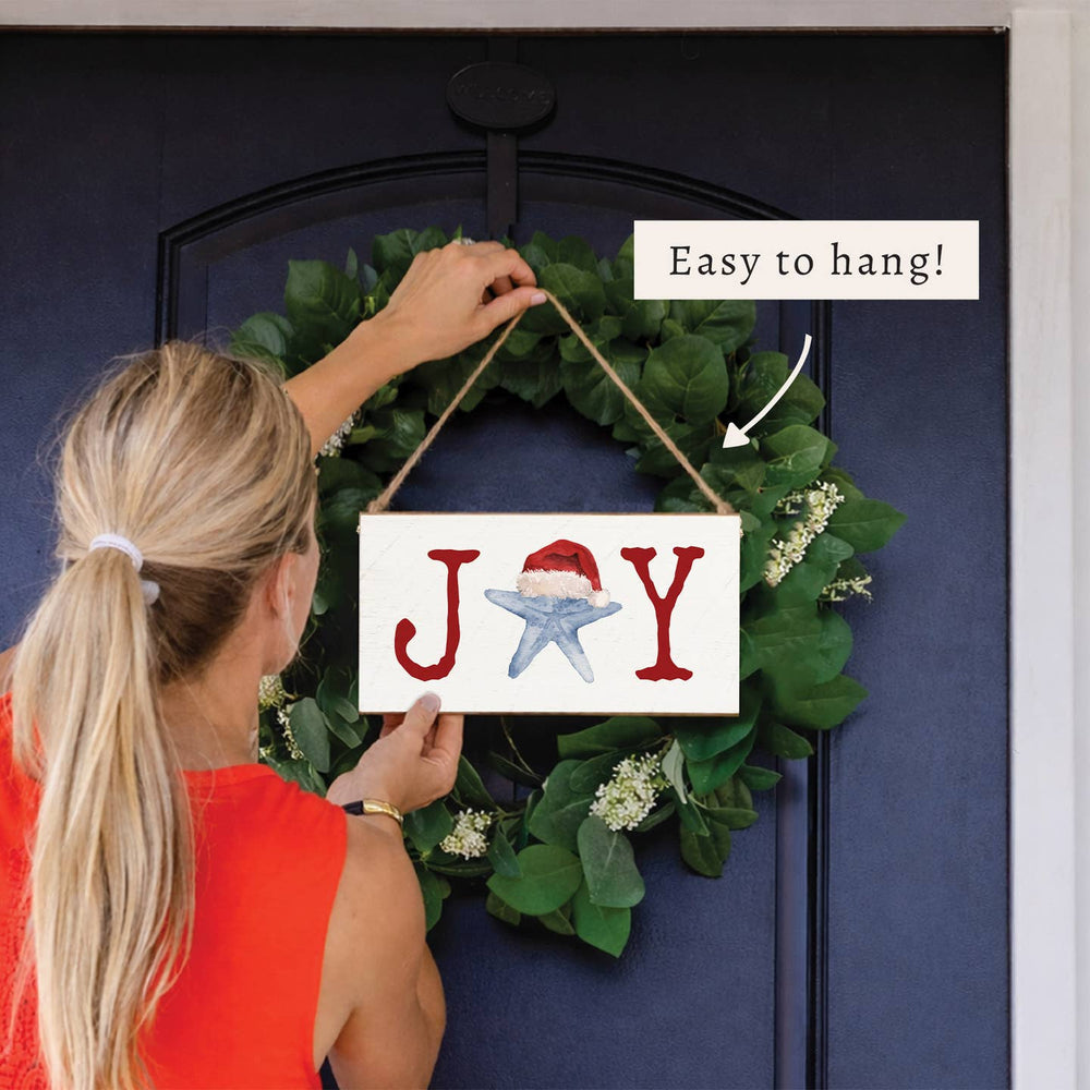 Joy Santa Starfish Wood Twine Sign Joy Santa Starfish Wood Sign – Coastal Christmas Decor Home
