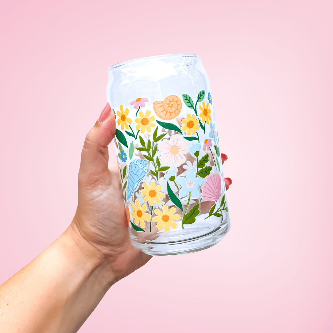 Petals and Shells 16 oz Glass
