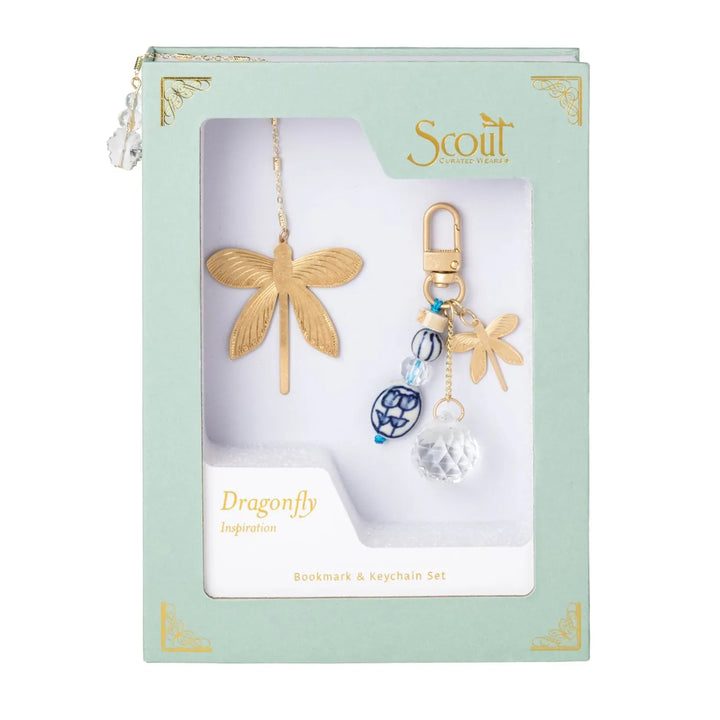 Bookmark &amp; Keychain Set - Dragonfly/Inspiration Dragonfly Inspiration Bookmark &amp; Keychain Gift Set Accessories