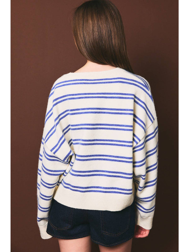 Harbor White &amp; Blue Striped Sweater Harbor White &amp; Blue Striped Sweater Tops
