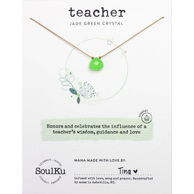 Soulku Teacher Green Crystal Necklace
