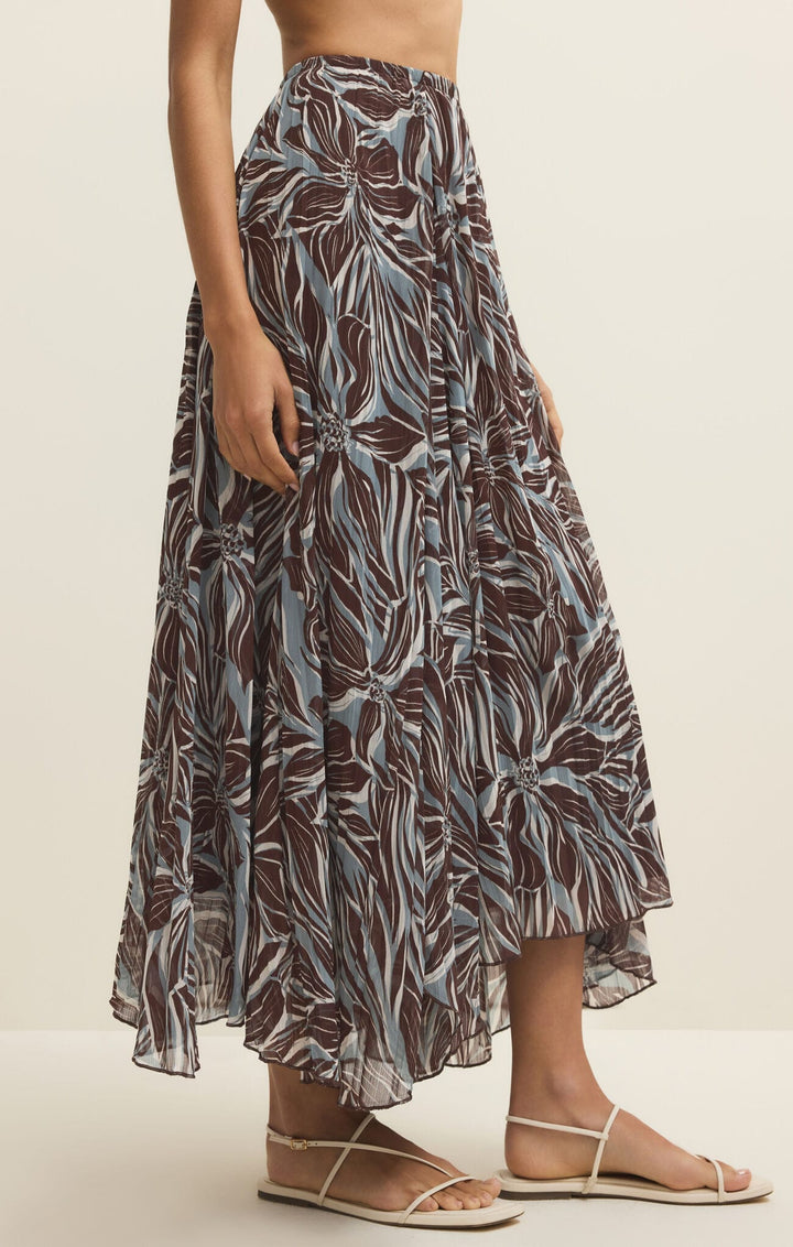 Z Supply Vitoria Zinn Floral Maxi Skirt in Chocolate Cherry