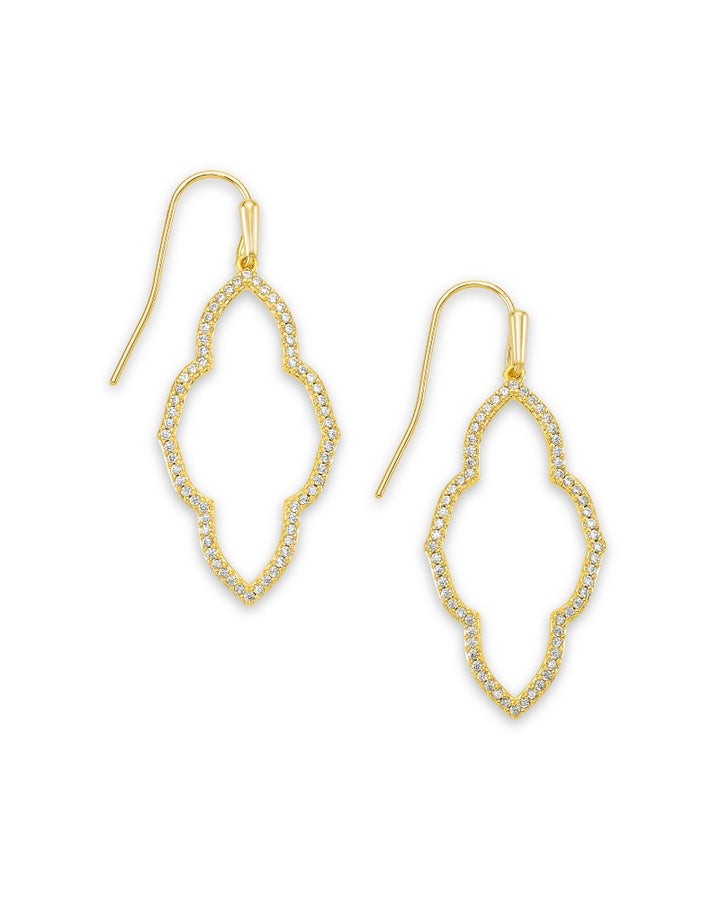 Abbie Small Open Frame Earrings in White Crystal
