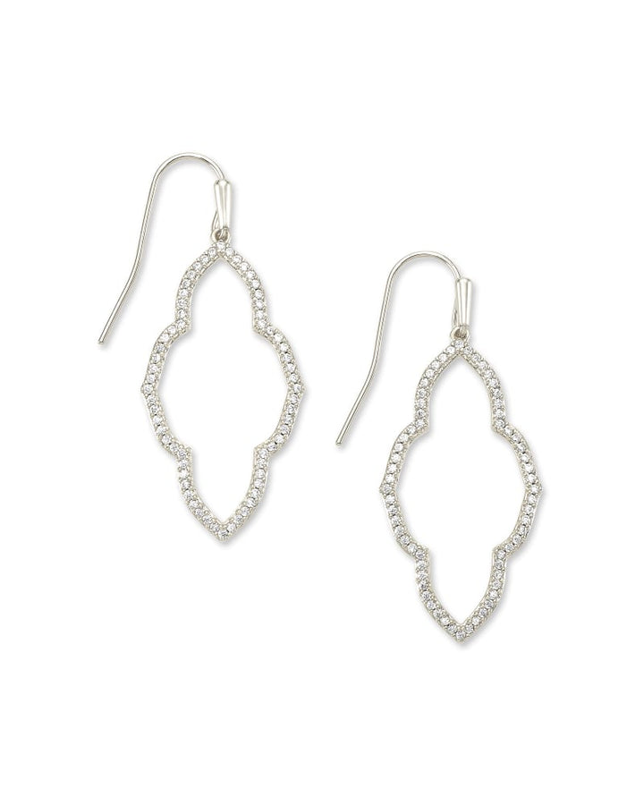 Abbie Small Open Frame Earrings in White Crystal