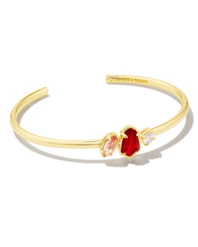Alexandria Gold Cuff Bracelet in Cranberry Mix S/M