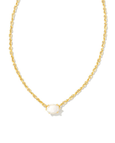 Cailin Gold Pendant Necklace in Ivory Mother of Pearl