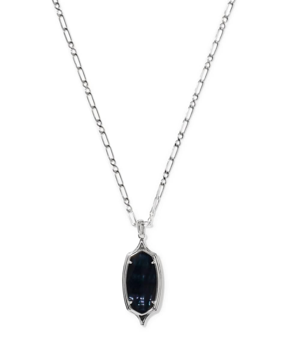 Kendra Scott Dani Stepped Frame Silver Long Pendant Necklace in Dark Indigo Illusion Kendra Scott Dani Stepped Frame Silver Long Pendant Necklace in Dark Indigo Illusion Necklace