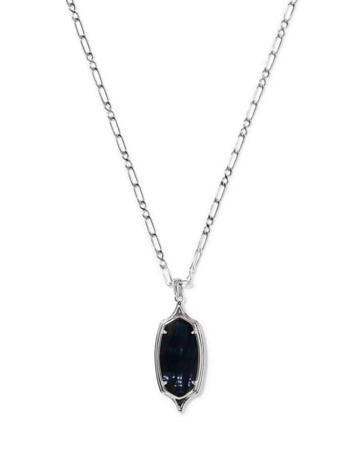 Kendra Scott Dani Stepped Frame Silver Long Pendant Necklace in Dark Indigo Illusion Kendra Scott Dani Stepped Frame Silver Long Pendant Necklace in Dark Indigo Illusion Necklace