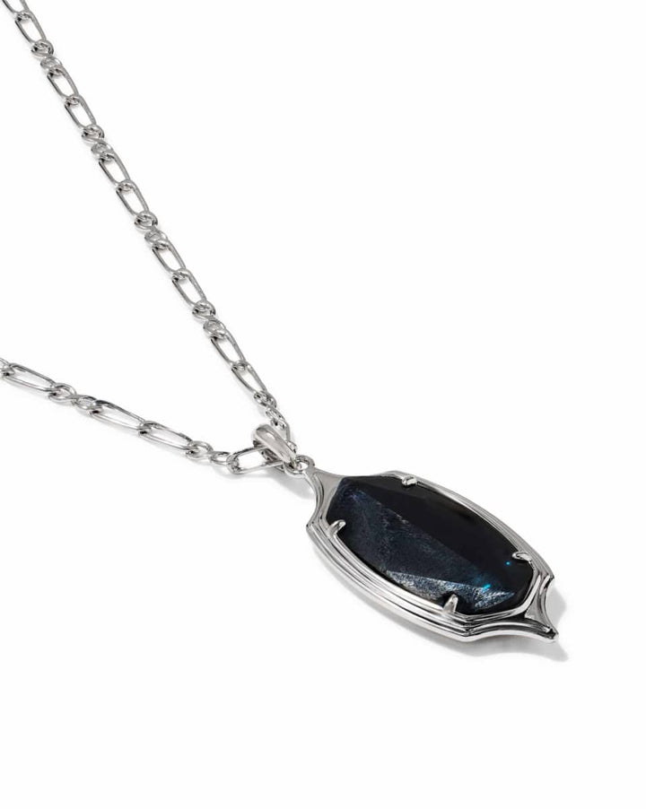 Kendra Scott Dani Stepped Frame Silver Long Pendant Necklace in Dark Indigo Illusion Kendra Scott Dani Stepped Frame Silver Long Pendant Necklace in Dark Indigo Illusion Necklace
